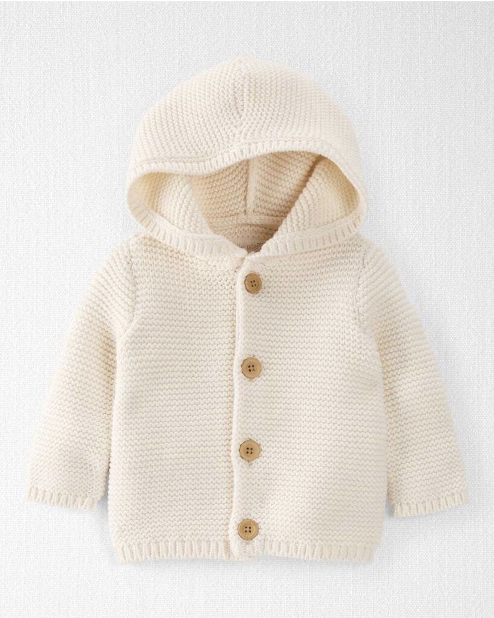 Little Planet Carter’s Baby 6M Organic Cotton Hooded Knit Cardigan Sweater Ivory